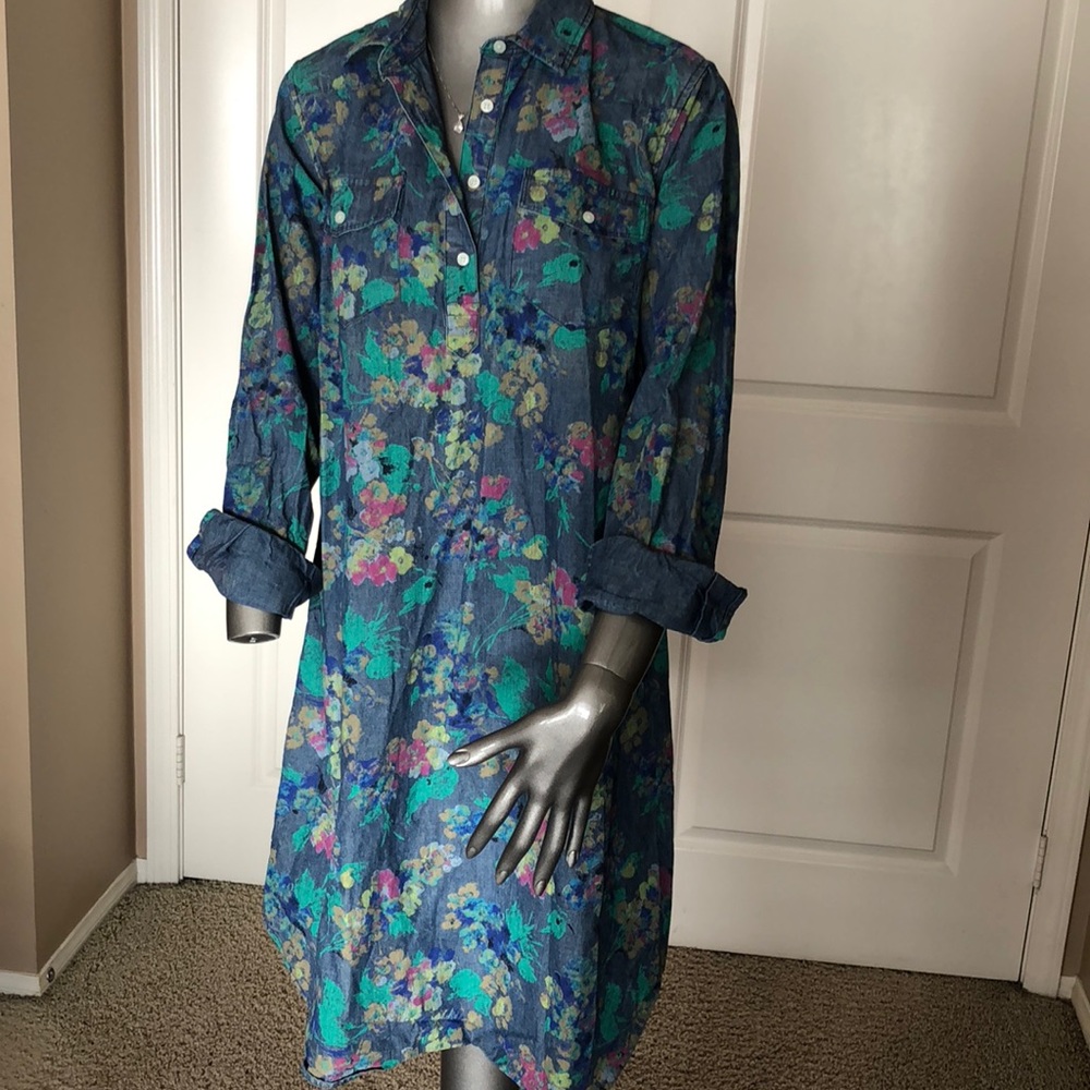 Gap Maternity Floral Denim Dress